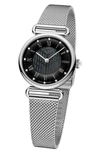 Fendi Palazzo Diamond Marker Mesh Strap Watch, 29mm In Black/ Stainless Steel