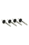 David Donahue Set Of 4 Onyx Studs In Silver