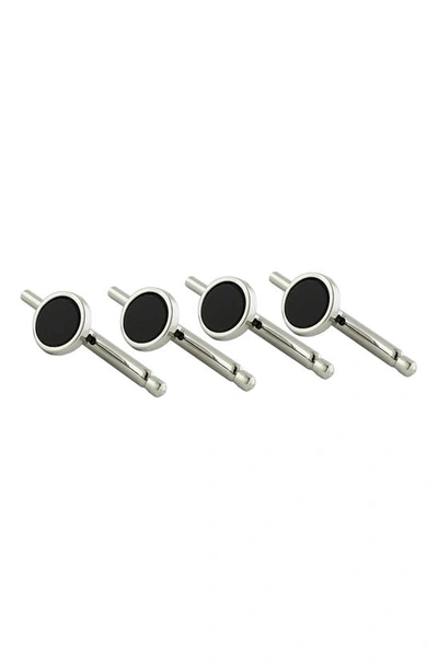 David Donahue Set Of 4 Onyx Studs In Silver