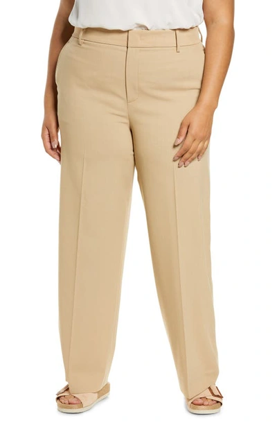 Vince Straight Leg Wool Blend Trousers In Sesame