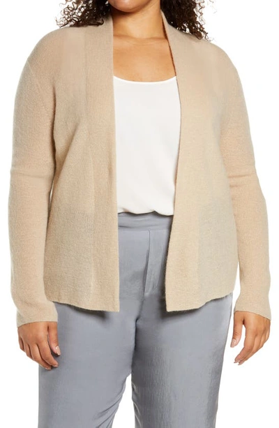 Vince Wool & Mohair Blend Open Cardigan In Heather Clay