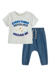 Peek Essentials Peek Aren't You Curious Peek Essential Leon Around Me T-shirt & Pants Set In Grey Heather