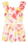 Tucker + Tate Kids' Tie Dye Romper In Pink- Yellow Tie Dye