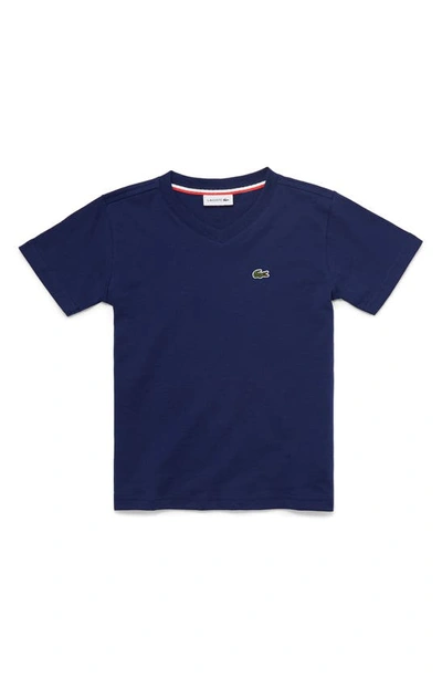 Lacoste Kids' V-neck T-shirt In Scille
