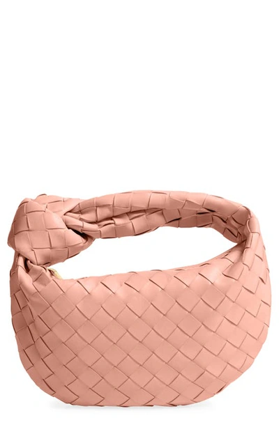 Bottega Veneta Mini Jodie Leather Hobo Bag In Peachy-silver