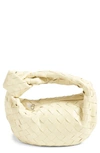 Bottega Veneta Mini Jodie Leather Hobo In Ice Cream-silver