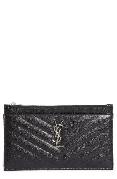 Saint Laurent Monogram Matelassé Leather Pouch In Nero
