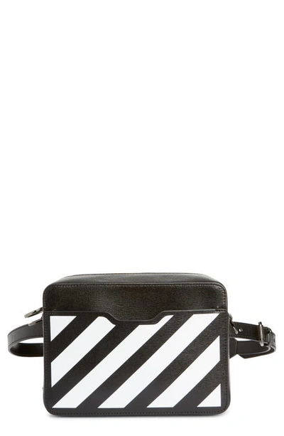 Off-white Diagonal Stripe Camera Belt Bag In Black White