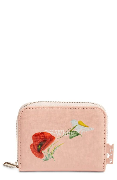 Off-white Flowers Card Case In Nude Red