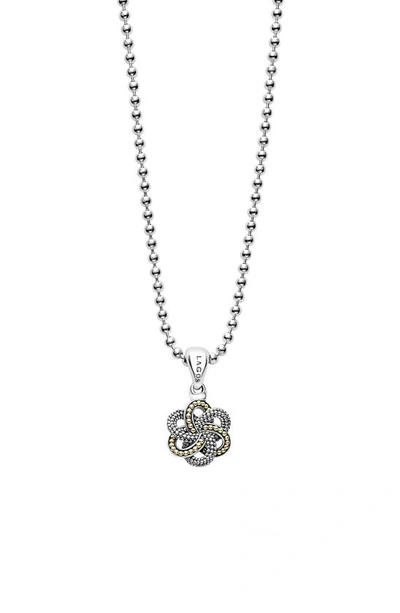Lagos Sterling Silver & 18k Yellow Gold Love Knot Pendant Necklace, 18 In Two-tone