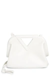 Bottega Veneta Small Triangle Leather Shoulder Bag In Chalk White