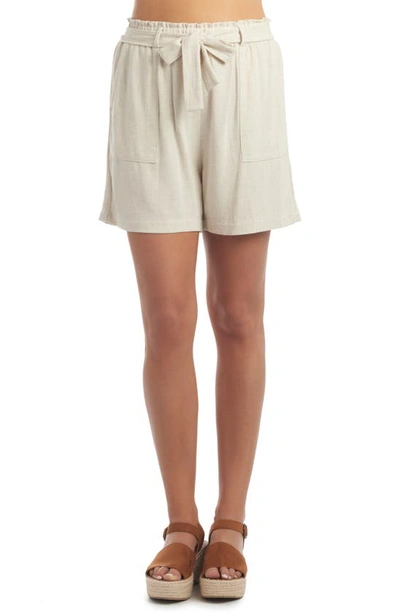 Everly Grey Shelly High Waist Paperbag Shorts In Oatmeal