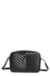 Saint Laurent Lou Medium Ysl Monogram Calfskin Camera Crossbody Bag - Aged Silver Hardware In Black