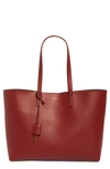 Saint Laurent Shopping Leather Tote In Opyum Red