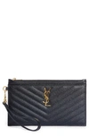 Saint Laurent Monogramme Quilted Textured-leather Pouch In Nero
