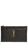 Saint Laurent Monogramme Quilted Leather Zip Pouch In 1000 Nero
