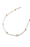 Monica Vinader Sterling Silver Mixed Metal Beaded Chain Bracelet In Silver