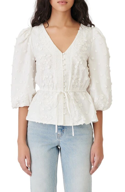Maje Womens Blanc Loxitane Floral-embroidered Organic-cotton Top 10 In White