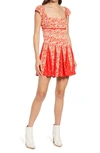 Free People Ponderosa Cutout Back Minidress In Strawberry Combo