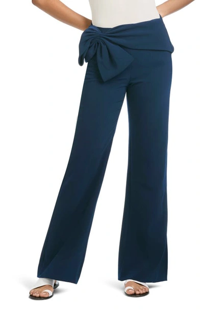 Sachin & Babi Whitley Bow Waist Stretch Crepe Trousers In Midnight