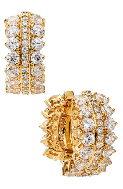 Nadri Leah Small Pavé Huggie Earrings In Gold