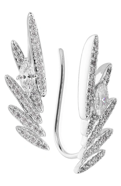 Nadri Leah Pavé Wing Ear Crawlers In Rhodium