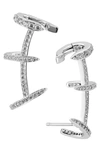 Nadri Leah Pavé Cage Ear Crawlers In Rhodium