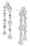 Nadri Leah Double Linear Drop Earrings In Rhodium