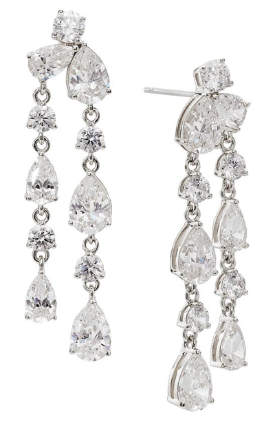 Nadri Leah Double Linear Drop Earrings In Rhodium