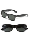 Ray Ban Standard New Wayfarer 55mm Polarized Sunglasses In Matte Black