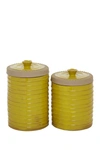 WILLOW ROW YELLOW CERAMIC FARMHOUSE DECORATIVE JAR 2-PIECE SET,758647382965