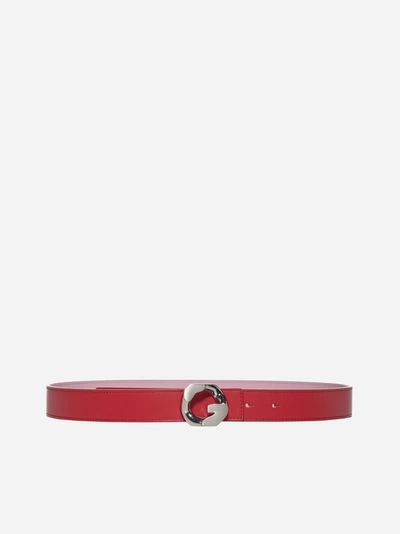 Givenchy 'g' Chain Buckle Leather Belt In Red
