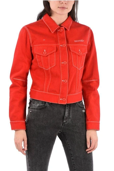 Off-white Women's Red Cotton Outerwear Jacket