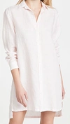 Shop Frank & Eileen Hunter Woven Button Up Dress In Pink Stripe Linen