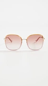 Chloé Franky Square-frame Acetate And Gold-tone Sunglasses In Yellow/yellow/orange