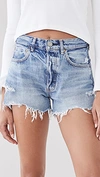 Moussy Vintage Sunnyvale High-rise Cut-off Denim Shorts In Blu