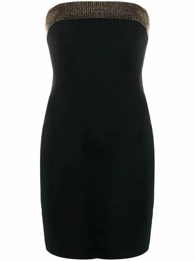Pinko Ovvio Rhinestone-embellished Viscose Dress In Black