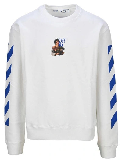 Off-white Caravaggio Boy Marker Slim-fit Sweatshirt In White - Multicolor