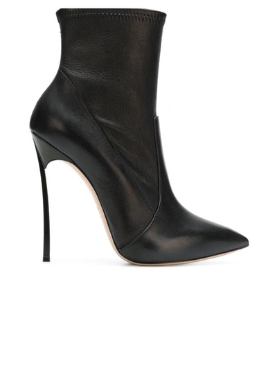 Casadei 120mm Maxi Blade Stretch Leather Boots In Black