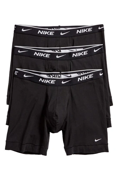 Nike Dri-fit Essential 3-pack Stretch Cotton Boxer Briefs In Black