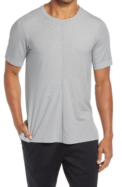Nike Dri-fit Yoga T-shirt In Light Smoke Grey/ White/ Black