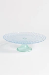 Anthropologie Home Anthropologie Soda Lime Glass Cake Stand In Light Blue Green