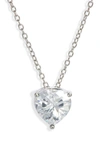Nordstrom 2ct Tw Sterling Silver Cubic Zirconia Heart Pendant Necklace In Clear- Silver