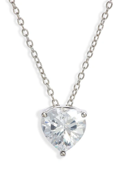 Nordstrom 2ct Tw Sterling Silver Cubic Zirconia Heart Pendant Necklace In Clear- Silver