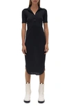 HELMUT LANG SHORT SLEEVE COTTON RIB POLO DRESS,L01HW604