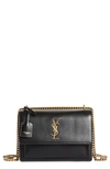 Saint Laurent Medium Sunset Leather Shoulder Bag In 1000 Nero