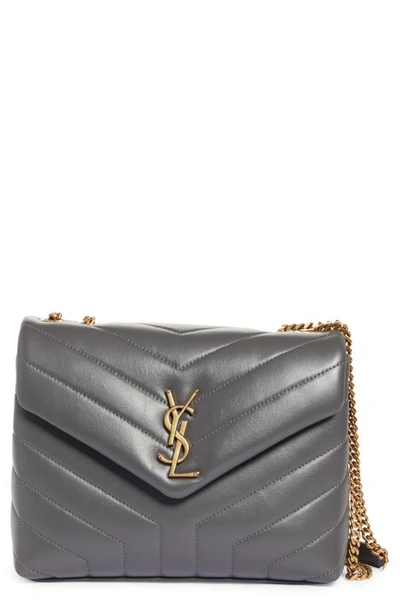 Saint Laurent Small Loulou Leather Shoulder Bag In 1112 Storm/ Storm