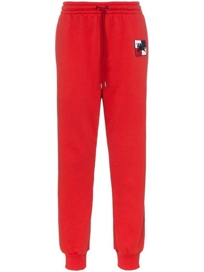 Burberry Embroidered Logo Track Pants In Red