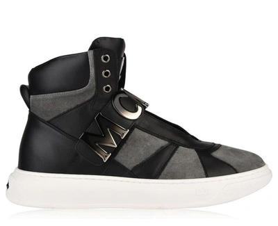 Mcm Logo Strap Hi-top Sneakers In Black