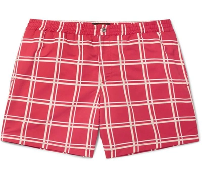 Tod's Checked Swim Shorts In Red